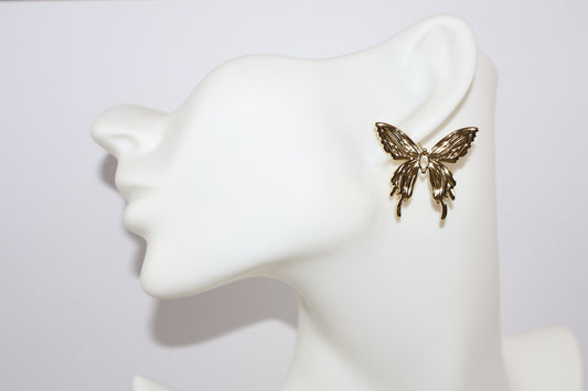 Gold Butterfly Statement Earrings – Trendy Fashion Jewelry