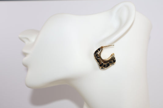 Leopard Print Chunky Hoop Earrings – Bold Gold & Black Statement