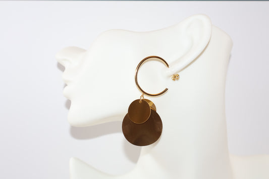 Gold Geometric Disc Hoop Earrings – Modern Minimalist Statement