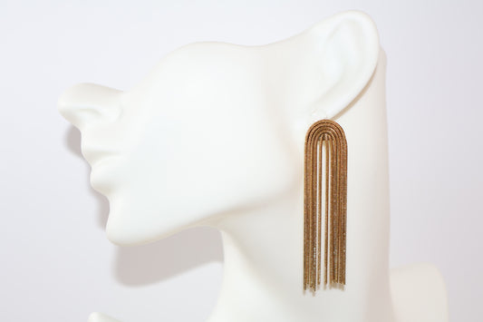 Gold-Tone Snake Chain Tassel Earrings – Long Draping Statement
